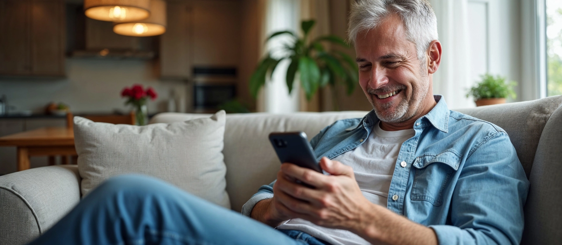 Man using smartphone 