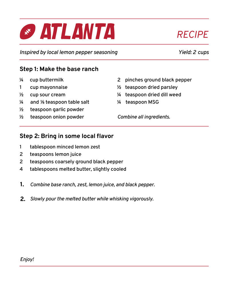 atlanta ranch recipe