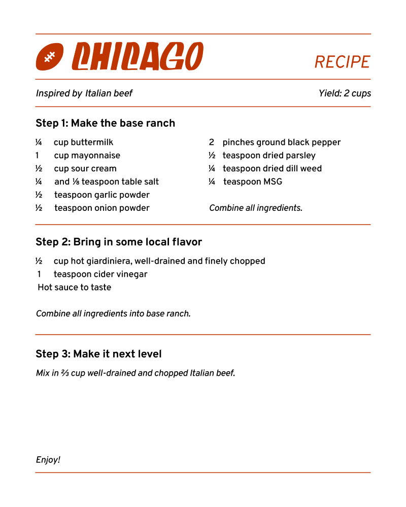 chicago ranch recipe