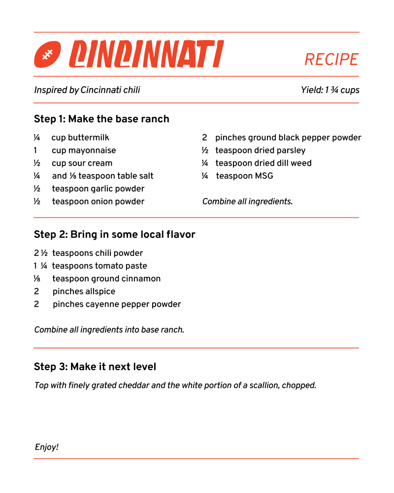 cincinnati ranch recipe