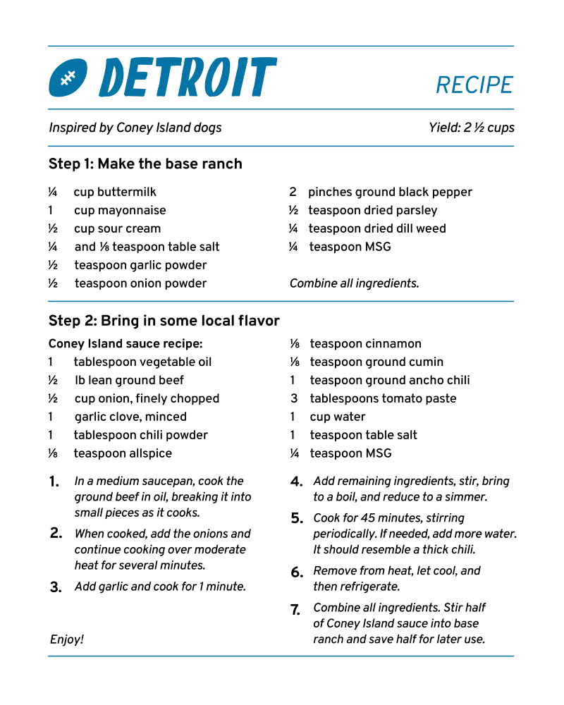 detroit ranch recipe