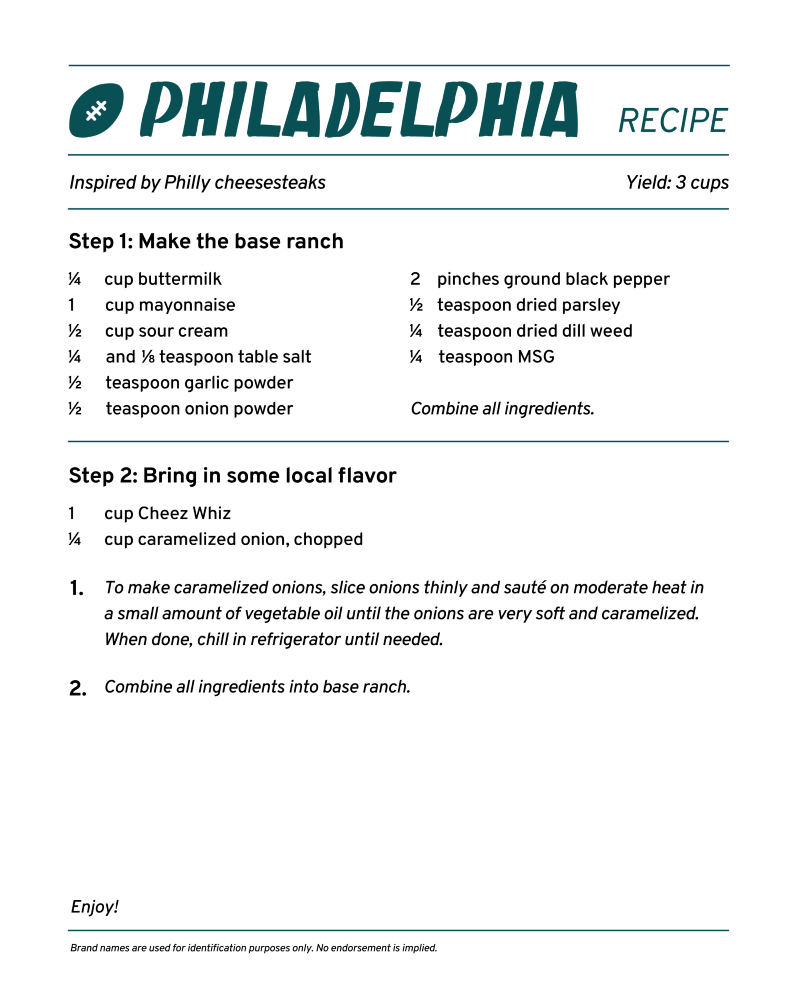 philadelphia ranch recipe