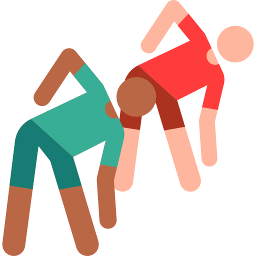 2 persons stretching